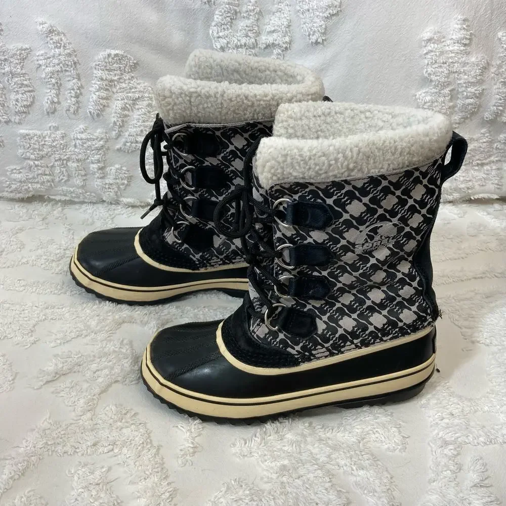 SOREL 1964 PAC NL1494-008 Graphic Design Boots Men's Sz 9 Waterproof Insulated